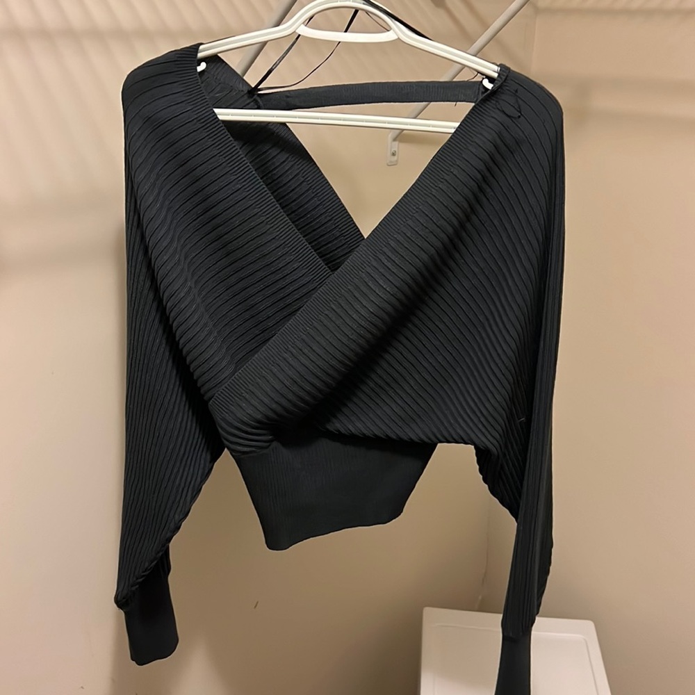Blue deep V sweater